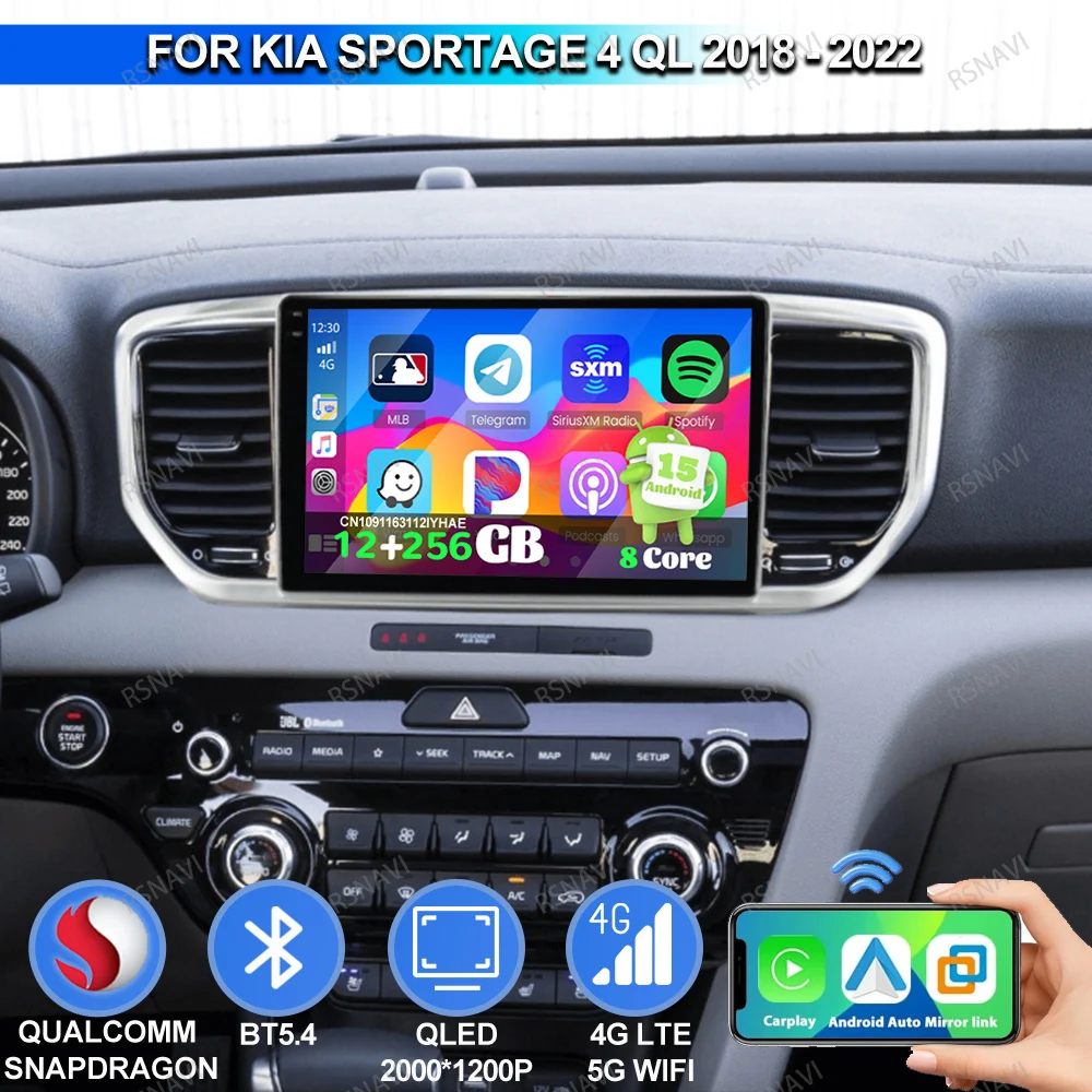 راديو السيارة أندرويد 15 لكيا سبورتاج 4 QL 2018 2019 2020 2021 2022 الفا روميو 159 كوالكوم Obd2 الماسح الضوئي 360 كاميرا الملاحة #1