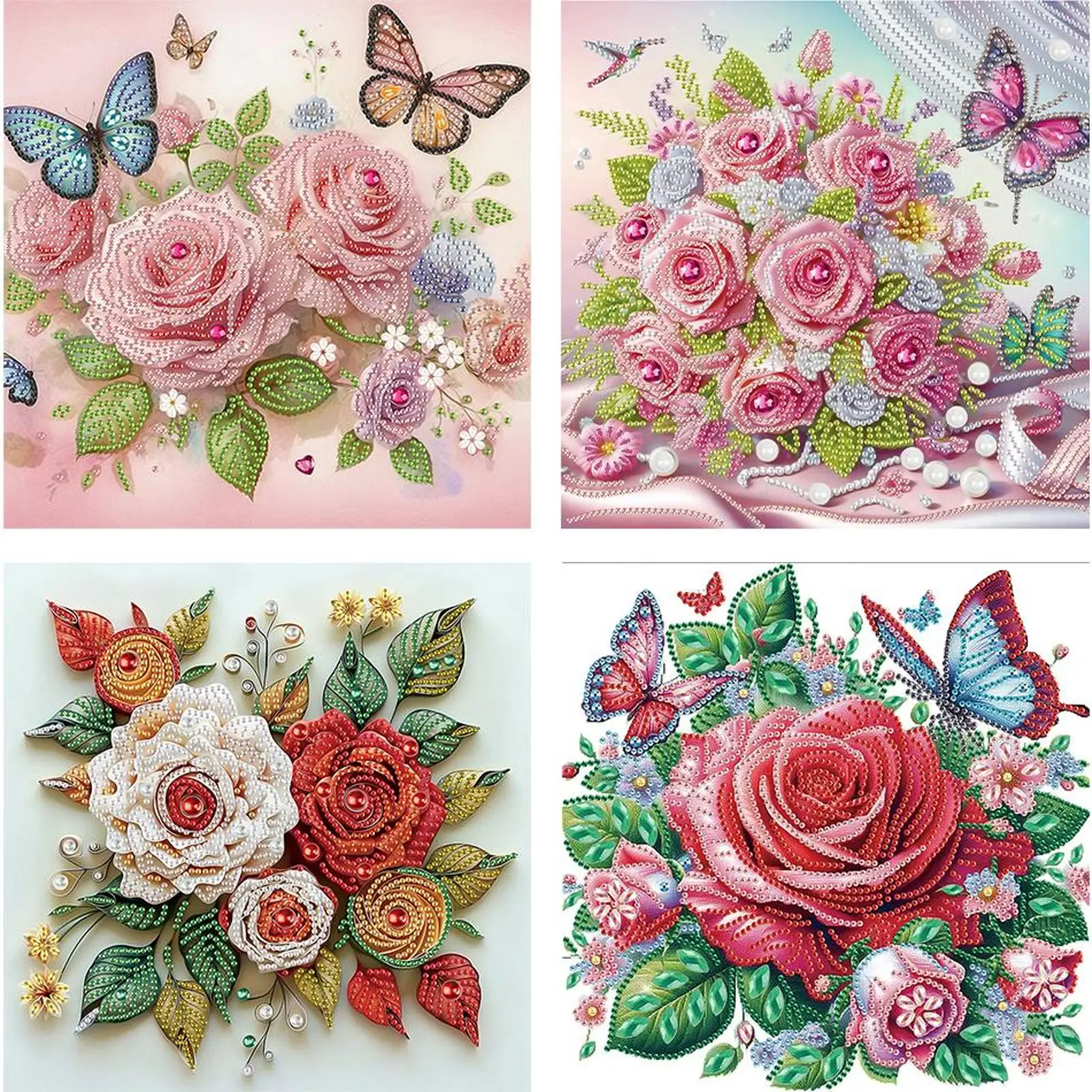 

4Pcs 30x30cm Flower 5D DIY Special Shape Crystal Partial Diamond Painting Kit