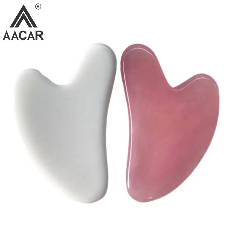 Natural Jade Gouache Scraper Rose Quartz Facial Gua Sha Tools Neck Massager For Face Lifting Wrinkle Remover Beauty Health Care