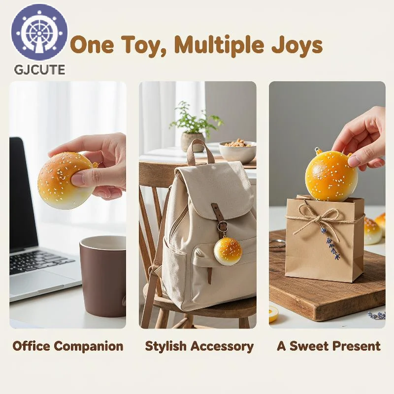 Mini Sesame Bread Squeeze Soft Slow Rising Simulation Food Squeeze Toy Keychain Pendant Stress Relief Gift For Kids Adults