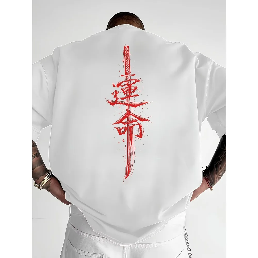 100% Cotton Japanese Samurai Sword Graphic T-Shirt Unisex Trendy Short Sleeve Summer Autumn Outdoor Casual Sports Daily Tops