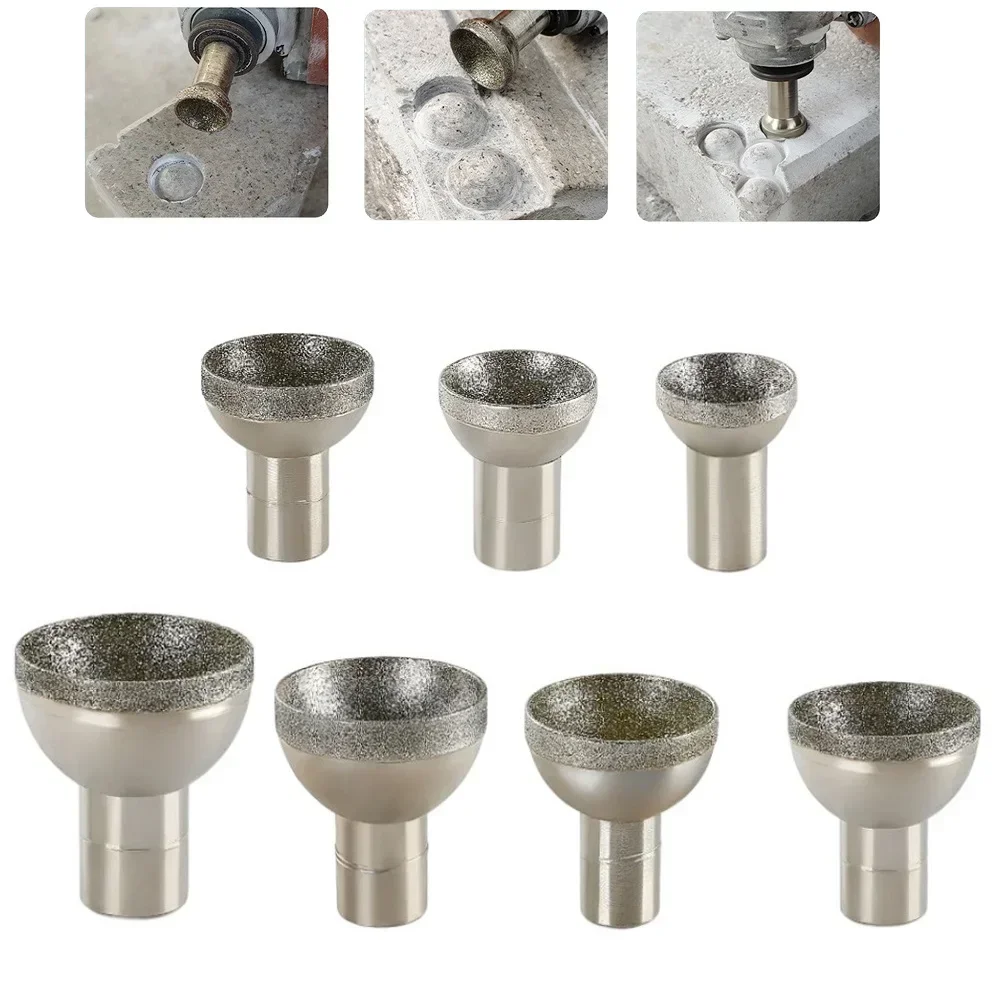 1pc Diamond Mounted Point 20-50mm Head Diameter Spherical Concave Head Bead Coarse Grinding Bit For Jade Amber Stone Beeswax