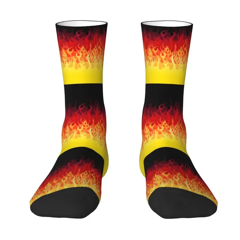 

Custom Red Burning Fire Racing Flames Men's Crew Socks Unisex Funny 3D Printing Dress Socks