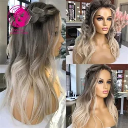 Balayage Asche Blonde Spitze Front Perücke Honig Blonde 13x 4/13x6 Wellig Remy Haar Spitze Perücke Für frauen Highlight Menschliches Haar