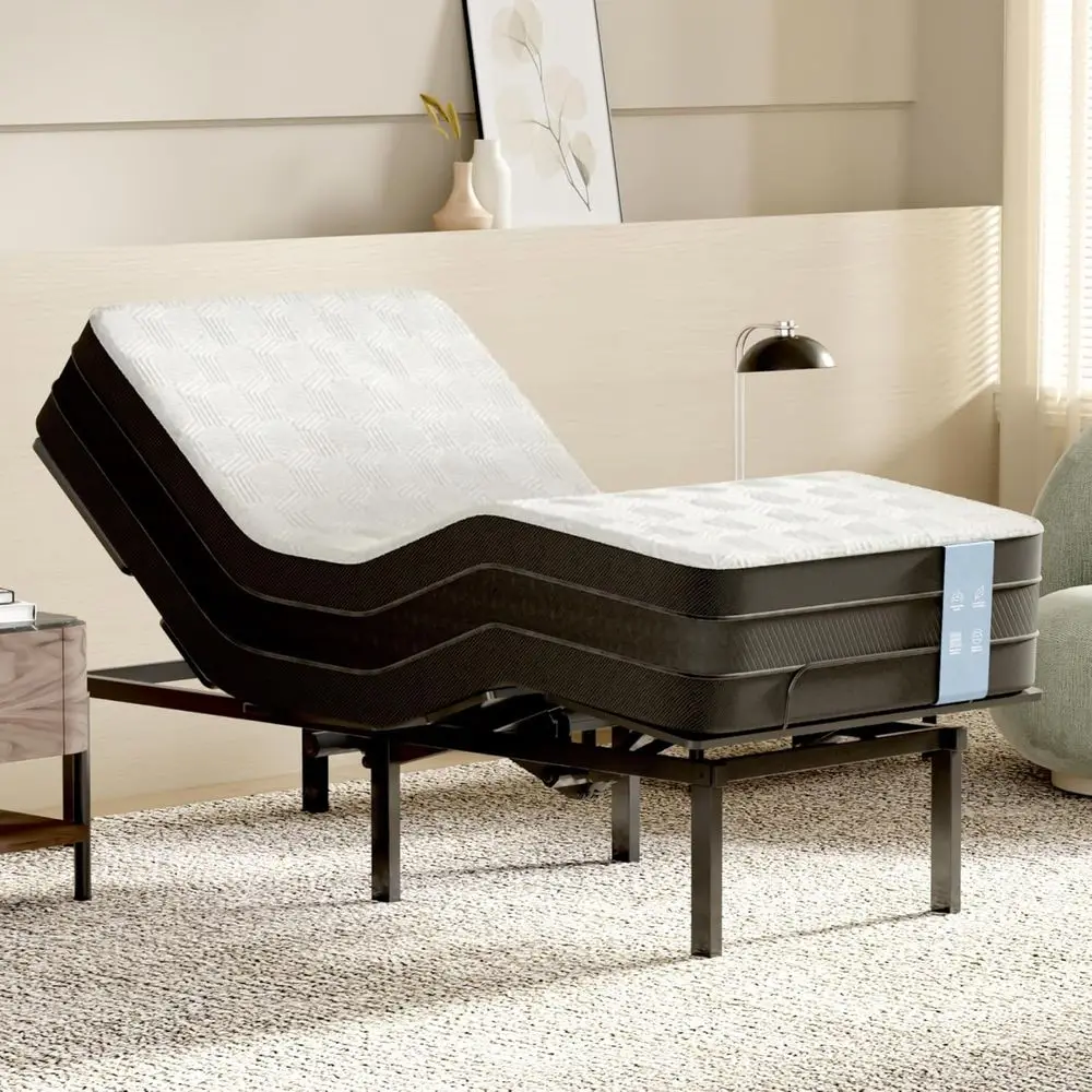 

Регулируемое основание для двуспальной кровати Twin XL с функцией наклона, режимом невесомости, функцией раскладывания одним нажатием, 2 настройками памяти, беспроводным пультом, ночником, бесшумным механизмом
