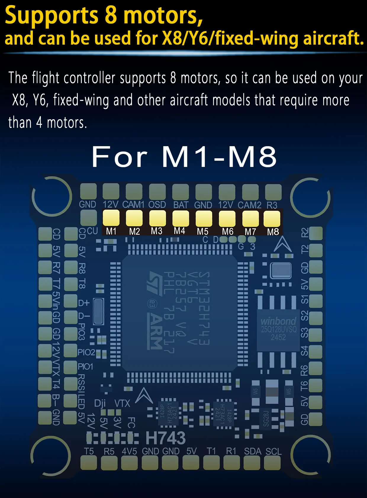 DAKEFPV H743 FC 6S 55A STACK 4IN1 Blheli_S Bluejay 8bit ESC H743 Unterstützt Betaflight Ardupilot für FPV 5-Zoll-RC-Drohne DIY – Detail 8
