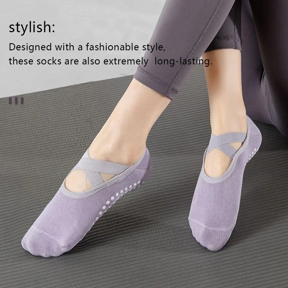 1pair Fitness Yoga Socks Silicone Non-slip Breathable Comfortable Moisture Absorption Ballet Pilates Sports Socks