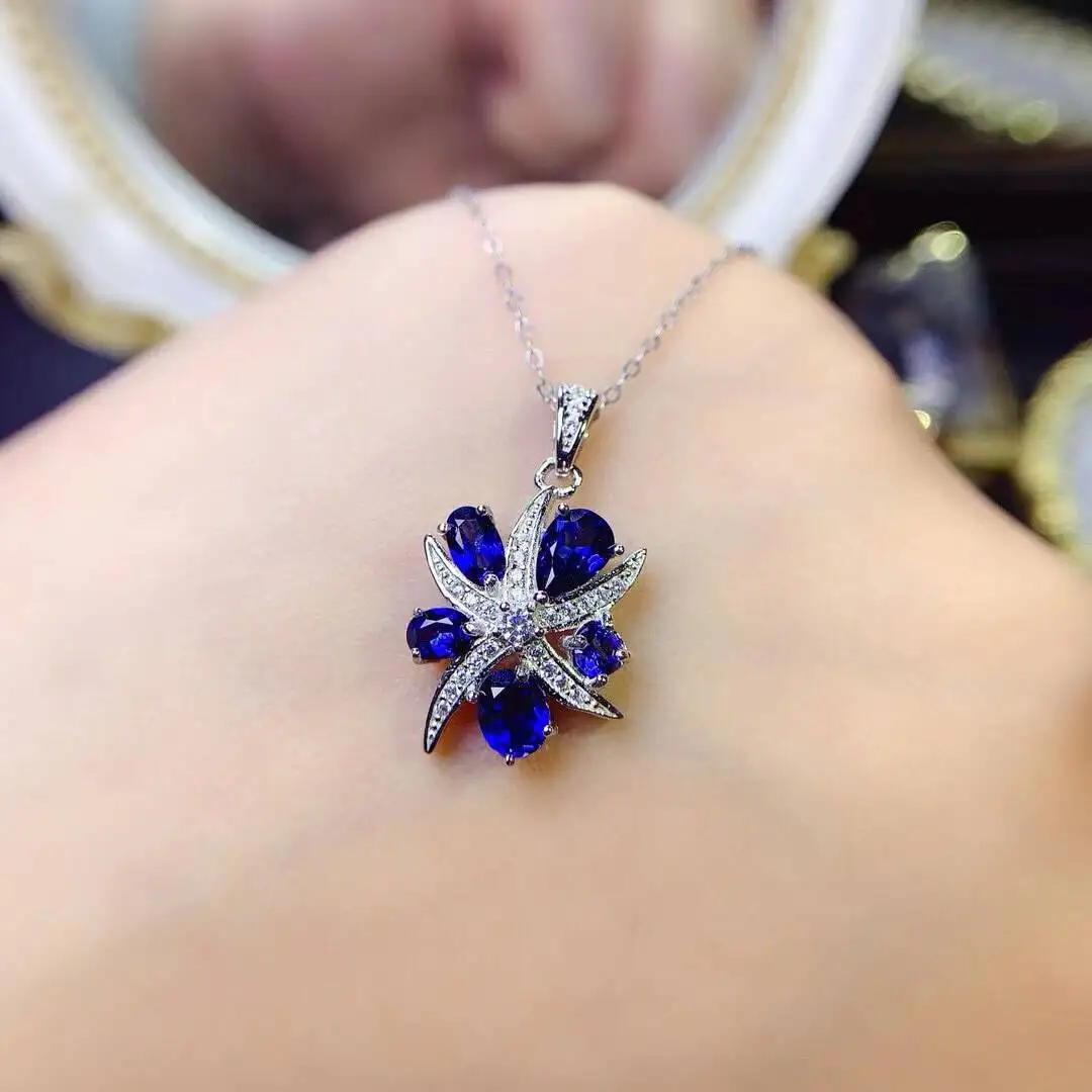 KJJEAXCMY New Jewelry Natural Women's Sapphire Pendant 925 silver inlay Colorful and splendid Crystal pure fire flash explosion