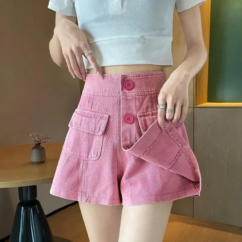 High Waist Women's Denim Shorts Jorts Pocket Harajuku Fashion Female Short Jeans Pants Casual Kpop Offer Original Hot Comfy XL