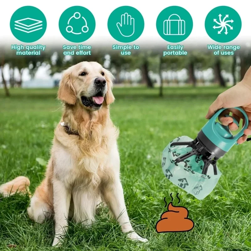 Outdoor Dog Walking Portable Six Claw Shovel Fecal Dispenser Garbage Bag Picker Zero-contact Pet Poop Cleaner Dog Accessories