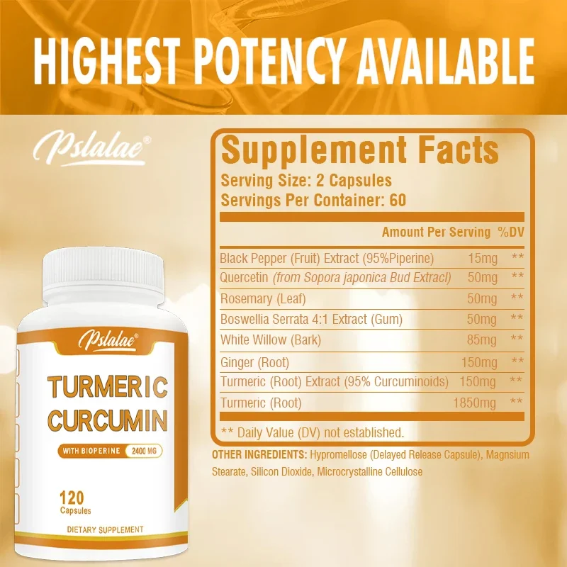 Turmeric Curcumin - Relieves Muscle and Joint Pain, Supports Heart Health, Powerful Antioxidant - 120 Capsules