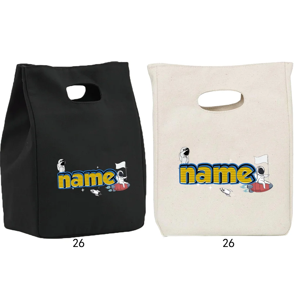 Customized Name Insulated Lunch Bag Canvas Environmentally Friendly Refrigerated Bag Picnic and Office Lunch Bag