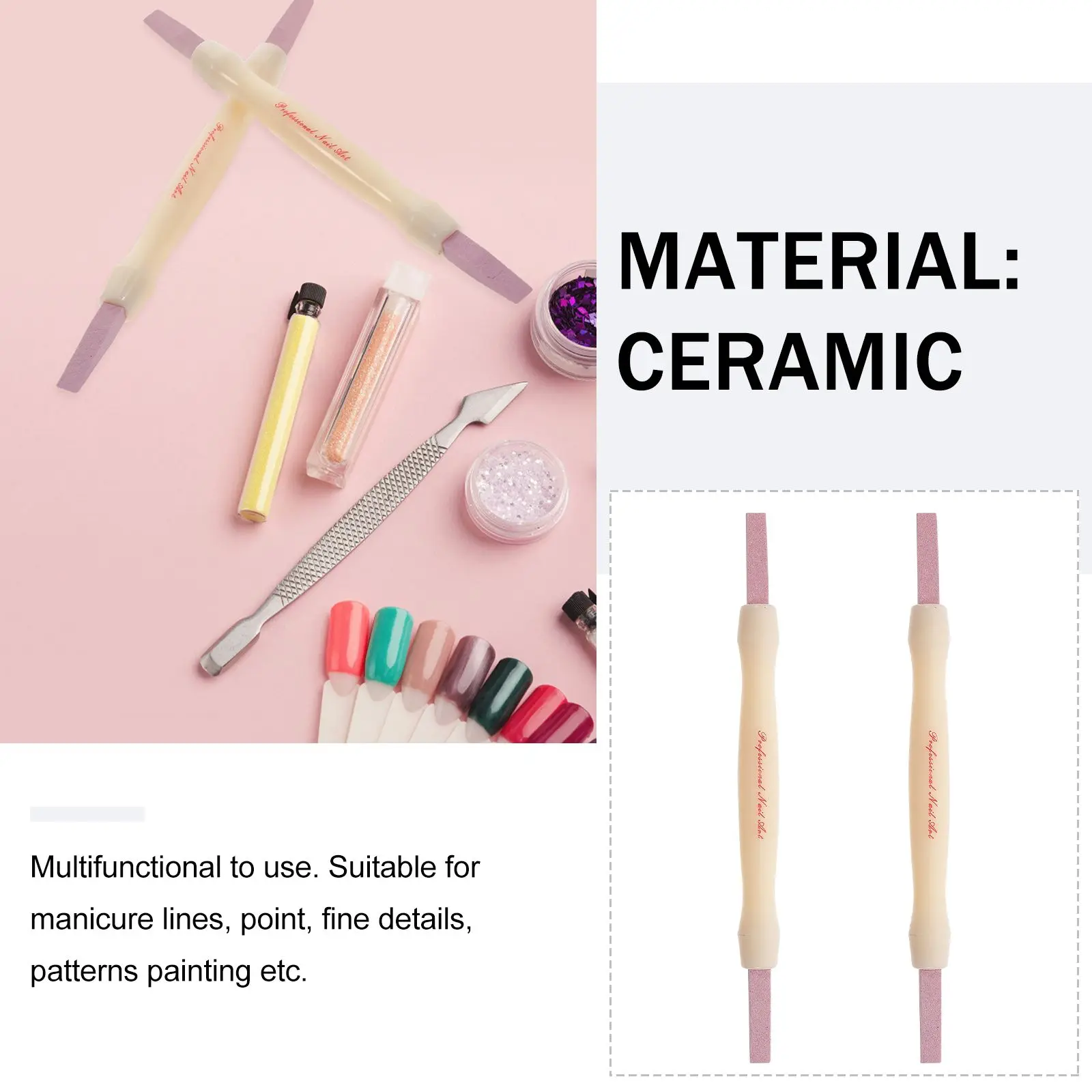 2Pcs Double Headed Pumice Rod Nail Buffer File Care Tool Manicure Scrub Buffing Polishing Pen Dead Skin Remove Trimmer Stick