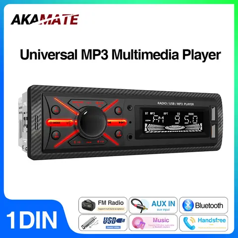 1 Din Car Radio Multimedia MP3 Player Audio FM Radio Support Phone Charging Bluetooth EQ AUX USB Universal for VW Honda Toyota