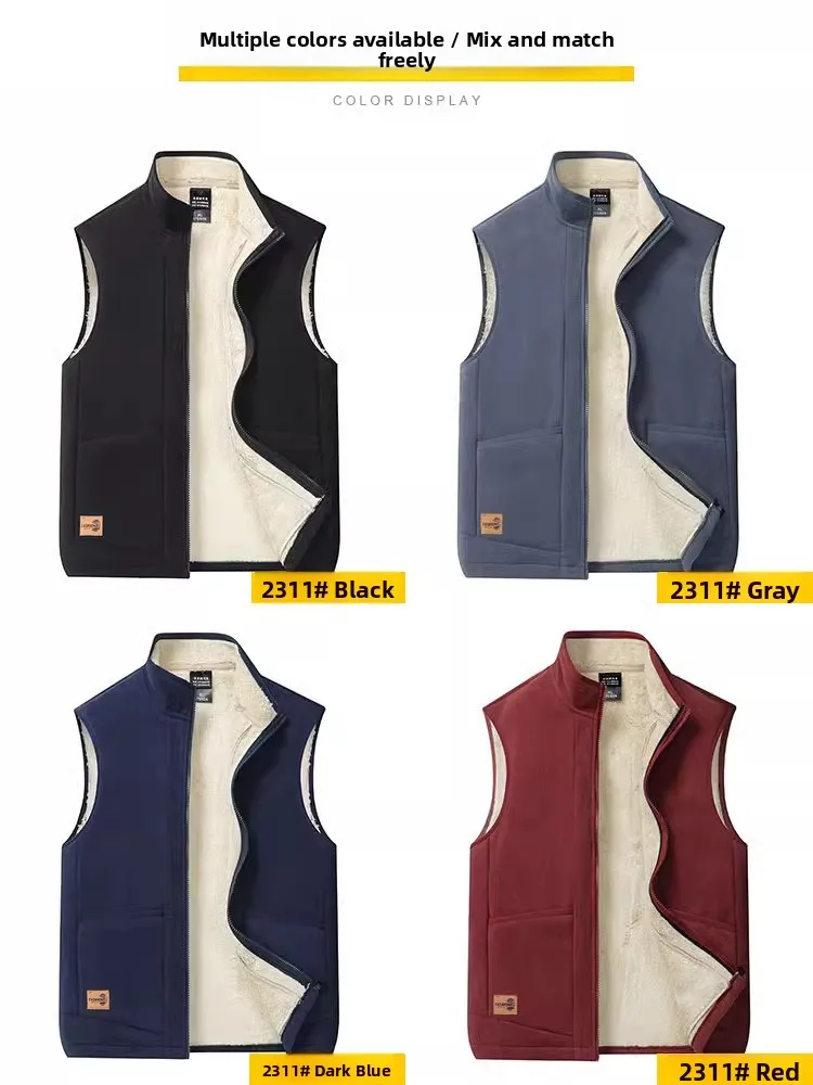 

Men's down Cotton Vest Warm Fce Lined Autumn Winter Faionable eepskin Vest Zipper Closure Casual Loose Fit Youth Trend