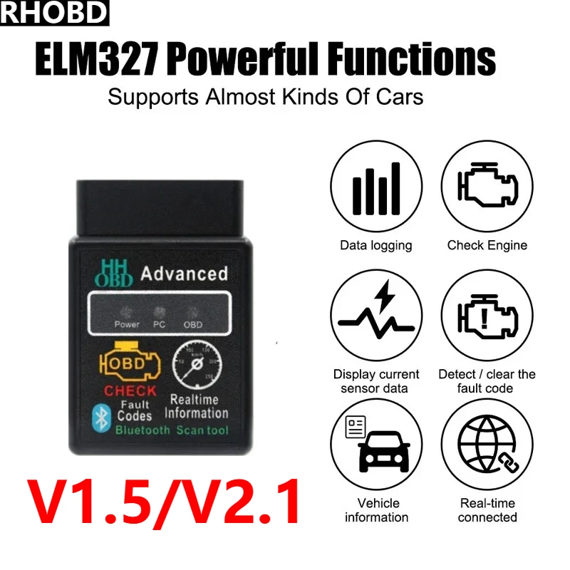 

Новый ELM327 V1.5 OBD2 сканер кода Bluetooth детектор неисправностей автомобиля диагностический инструмент двигателя V1.5/V2.1 для авто мотоцикла ГОРЯЧИЙ