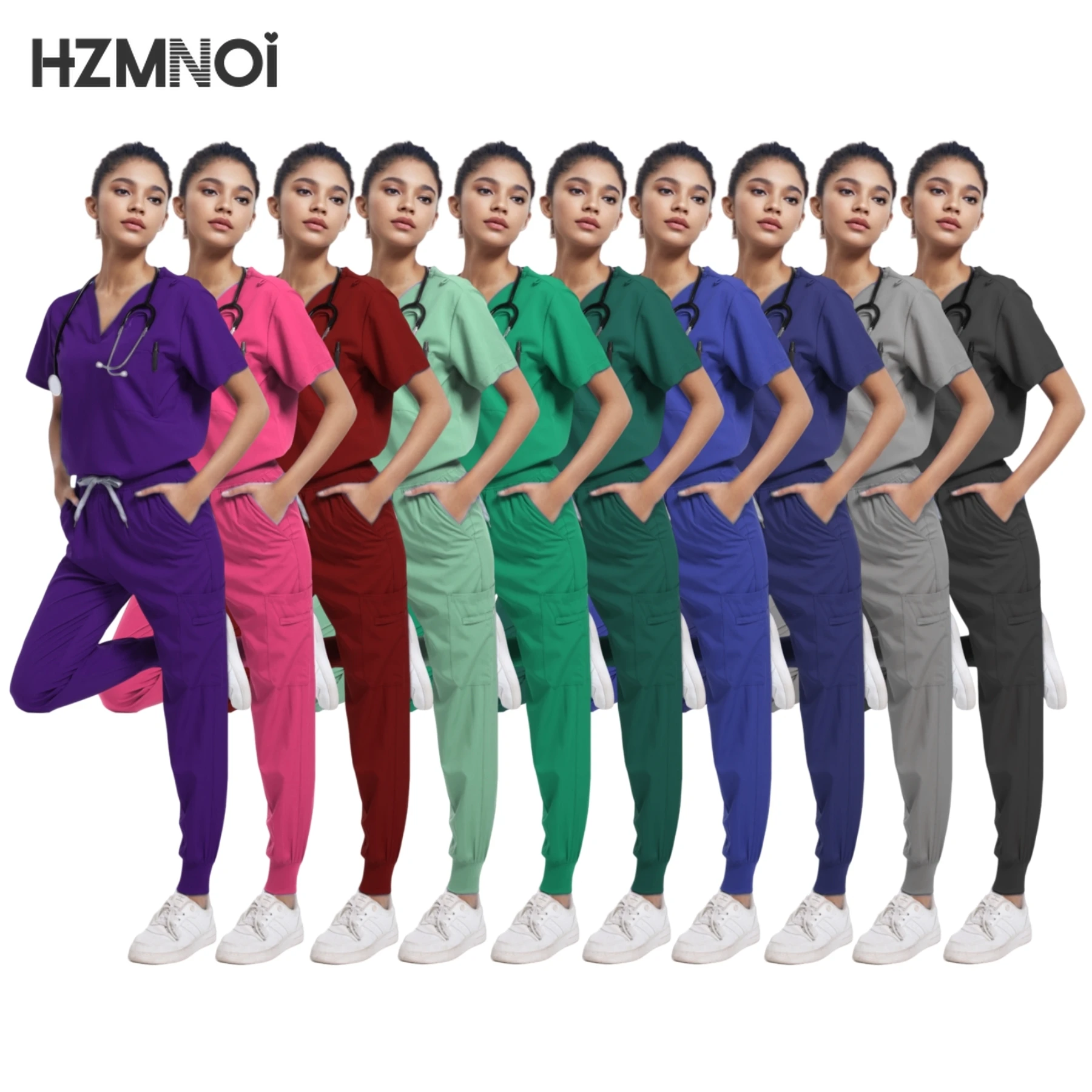 

Women Scrubs Suits Surgical Tops Pants Multicolor Workwear Casual Jogger Clothes Hospital Doctor Nurse Uniform Medical Scrub Set