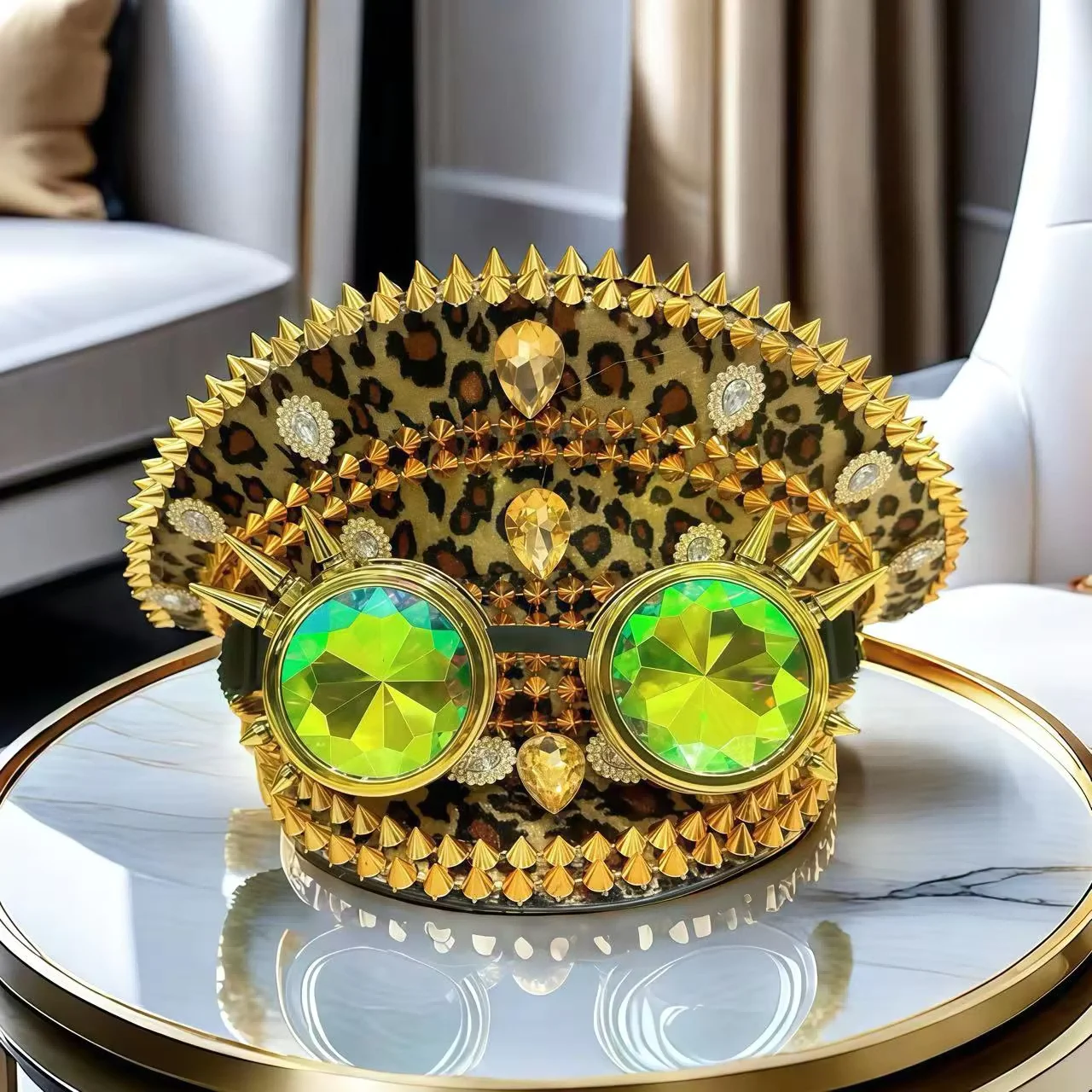 Steampunk Festival Captain Hat Rhinestone Goggles Unisex Adult Sequin Anime Accessories Music Festival Cosplay Cap