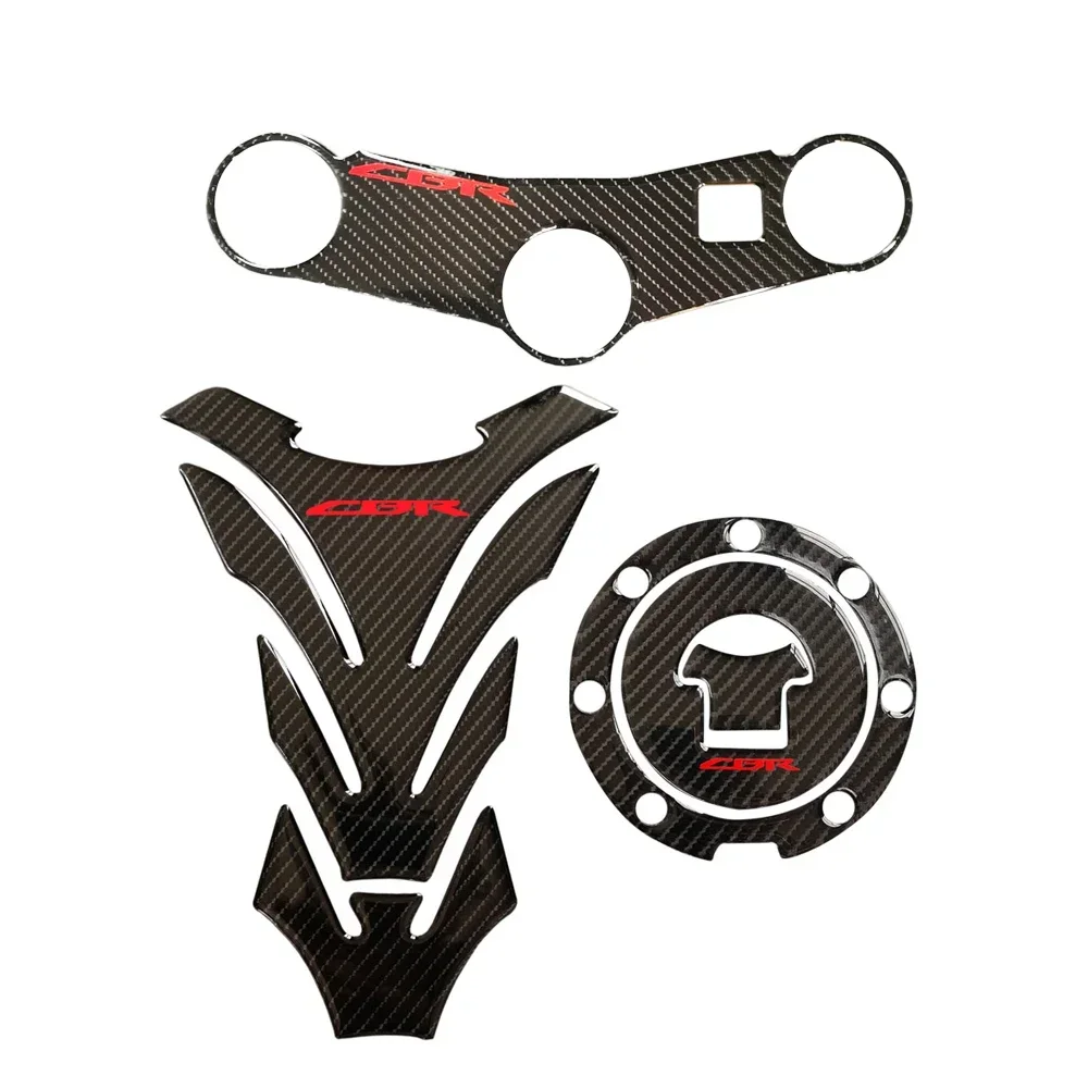 For CBR600RR CBR 600 RR 2003 2004 Tank Pad Gas Cap Cover Triple Clamp Yoke Sticker Protector Carbon Fiber Motorcycle Guard Decal