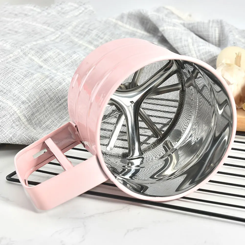 

1pc Stainless Steel Handheld Flour Sifter Fine Mesh Baking Sifter Powder Sugar Sprinkler For Bread Pizza Dough Cookie Cake Easy