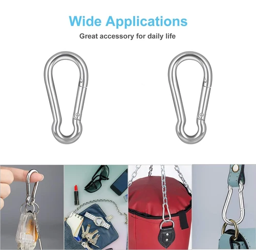 Imagen 2 del producto 25 uds 10 Uds 5 uds 304 acero inoxidable M4 M5 M6 mosquetón de resorte multifuncional gancho de anillo de bloqueo de enlace rápido