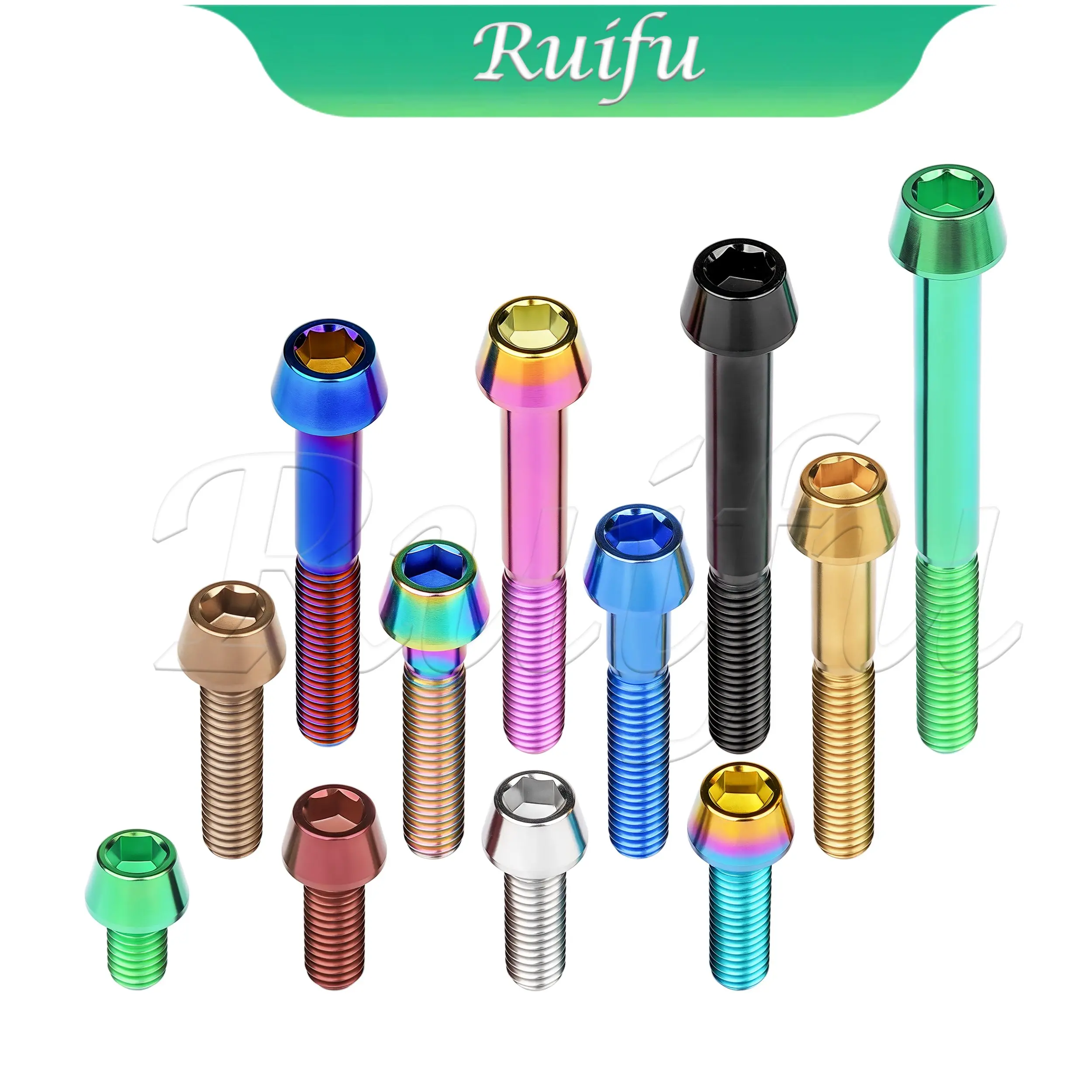 Ruifu Titanium Bolt M5 M6x9/10/15/16/18/20/25/30/35/40/45/50/55/60/65mmDIN912  Allen Cone Head Screws For bicycles