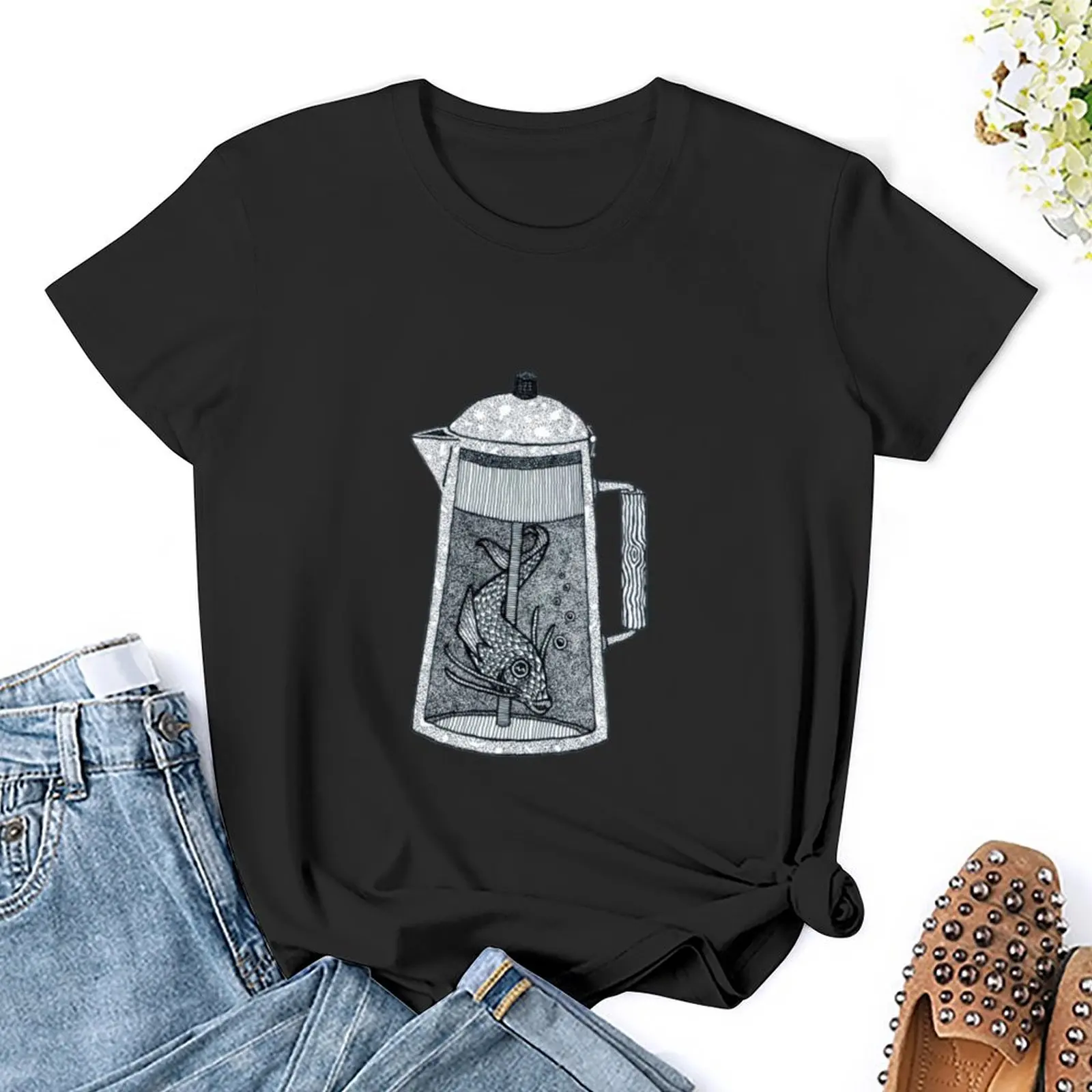 There was a fish in the percolator Classic TShirt4197 T-Shirt heavyweights Blouse t-shirt dress for Women plus size