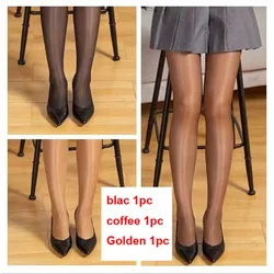 3 pairs Sexy Women Breathable Pantyhose Tights Oil Shiny Lingerie Elastic 22D Ultrathin Nylon Bling Stockings Plus Size Lingerie