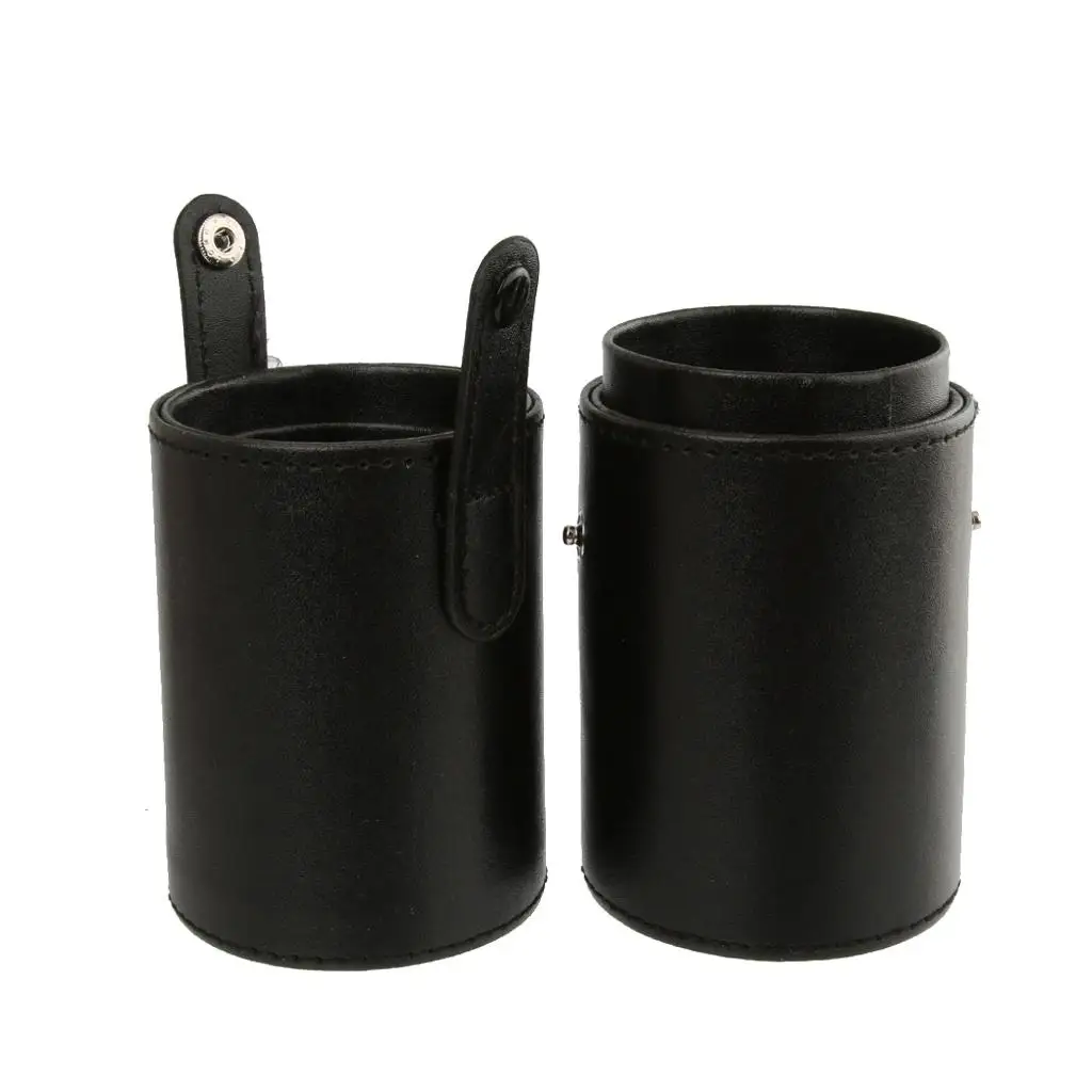 PU Brush Holder with Double Breasted Design Makeup Brush Organizer Case for Home Vanity or Travel Cosmetics Storage