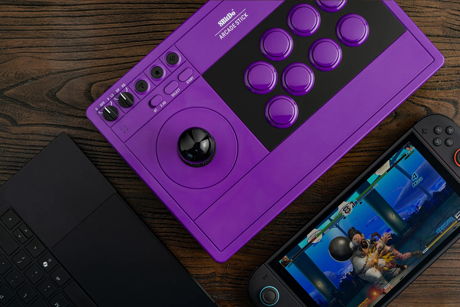 8Bitdo Arcade Stick for Switch & Windows, Arcade Fight Stick Support Wireless Bluetooth, 2.4G Receiver and Wired Connection