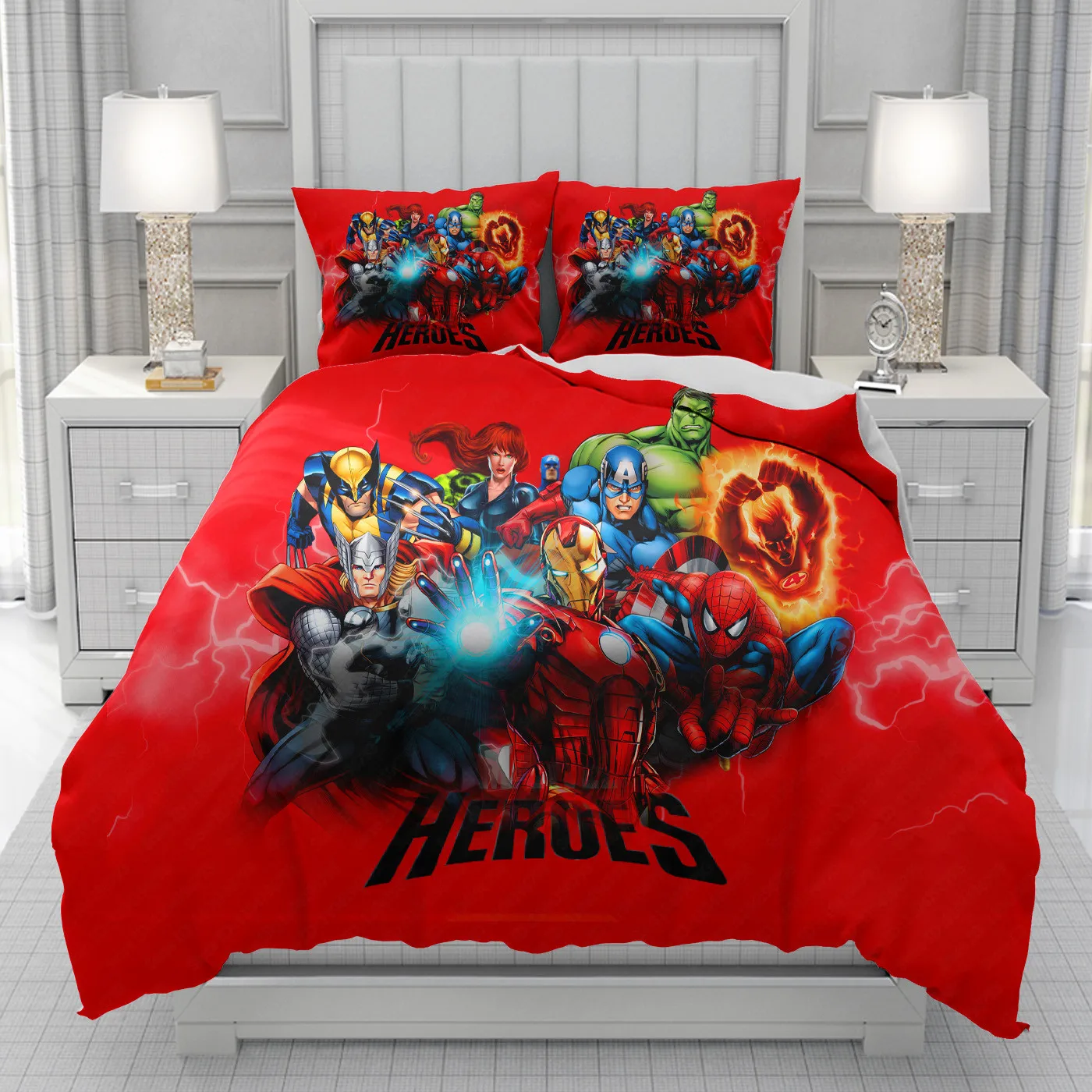 Iron Man superheroes Duvet Cover men women/Children KID Printing Disney cartoon Bedding Set  Comforter Bed Soft