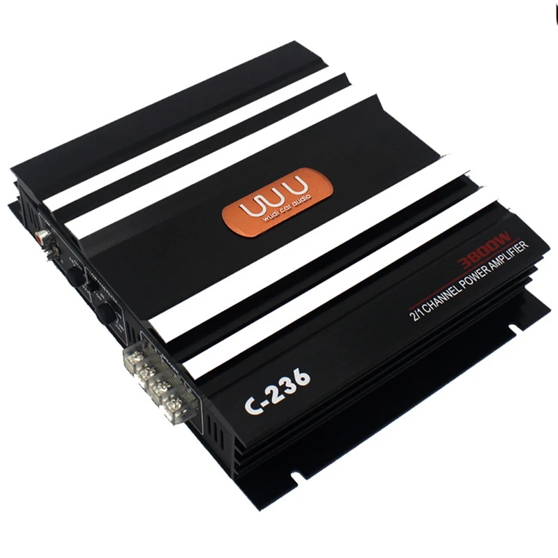 

3800 W Car Amplifier 2 Channel Black Aluminum Alloy High Power Car Stereo Audio Power Amplifier For Car Subwoofer Durable Black