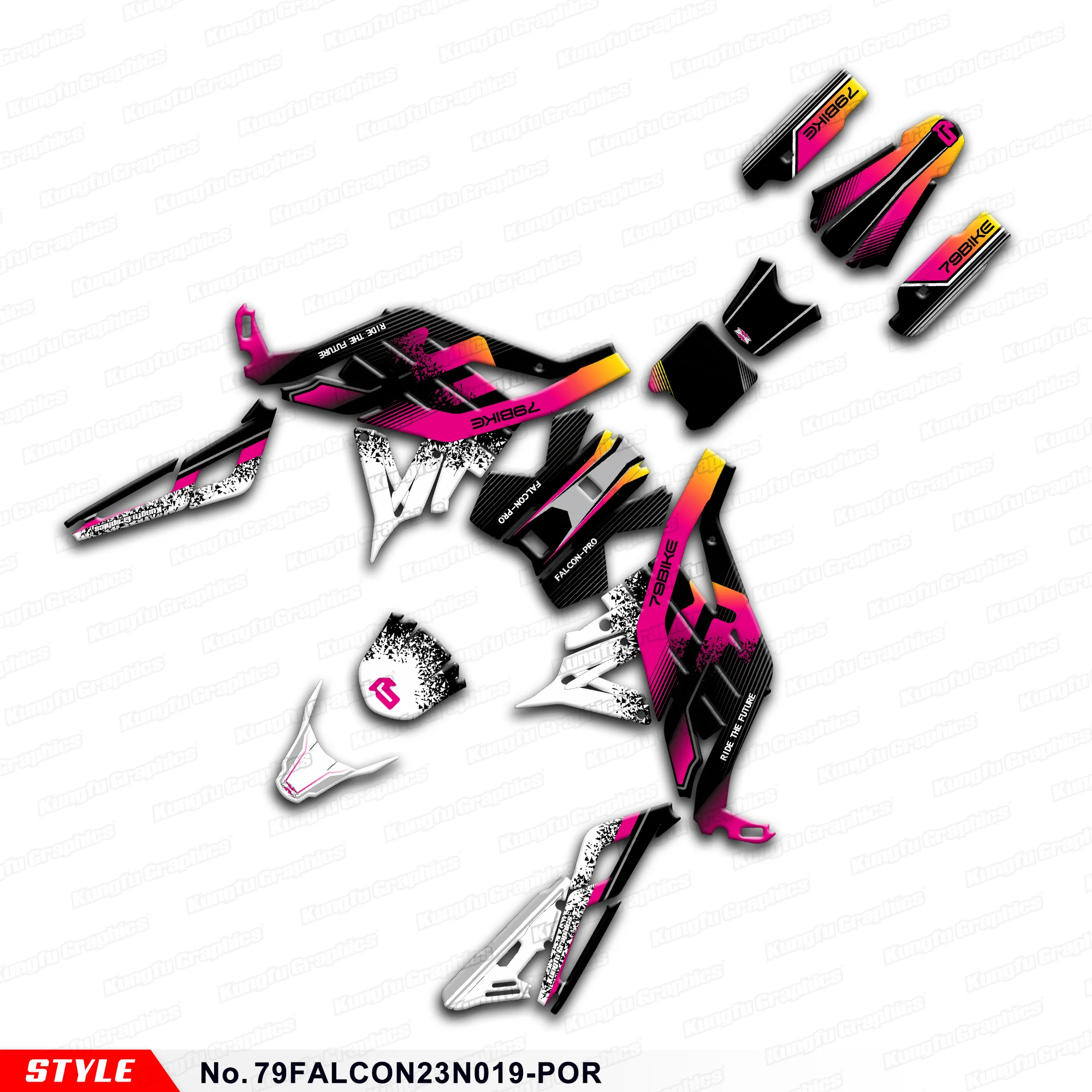 

JY RACING Dirtbike Graphic Stickers Complete for Electric Dirt Bike 79BIKE Falcon Pro 79 Bike, Restyle, 79FALCON23N019-POR