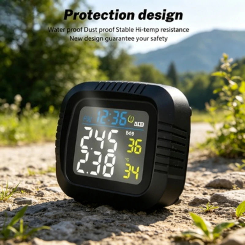 Motorcycle TPMS Tire Pressure Monitoring System Temperature Alarm With 2 External Sensors Moto Tyre Alarm Systems Real Time