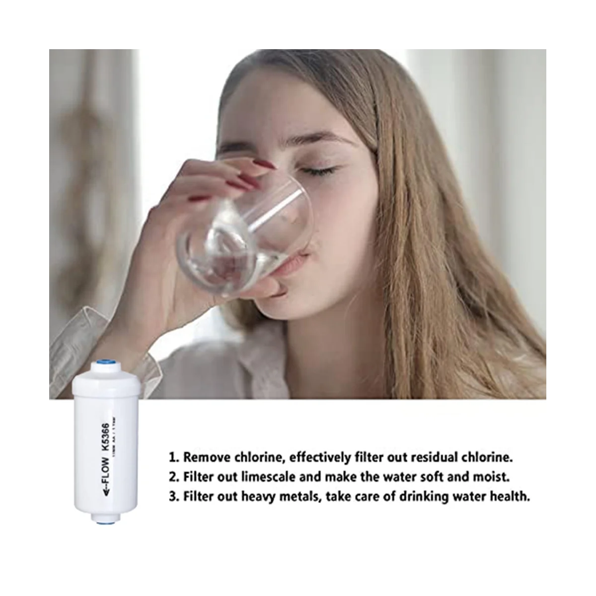 Filtro de agua de fluoruro de repuesto, 2 uds., K5366 PF-2, Compatible con elementos de purificación del sistema de filtrado de agua por gravedad