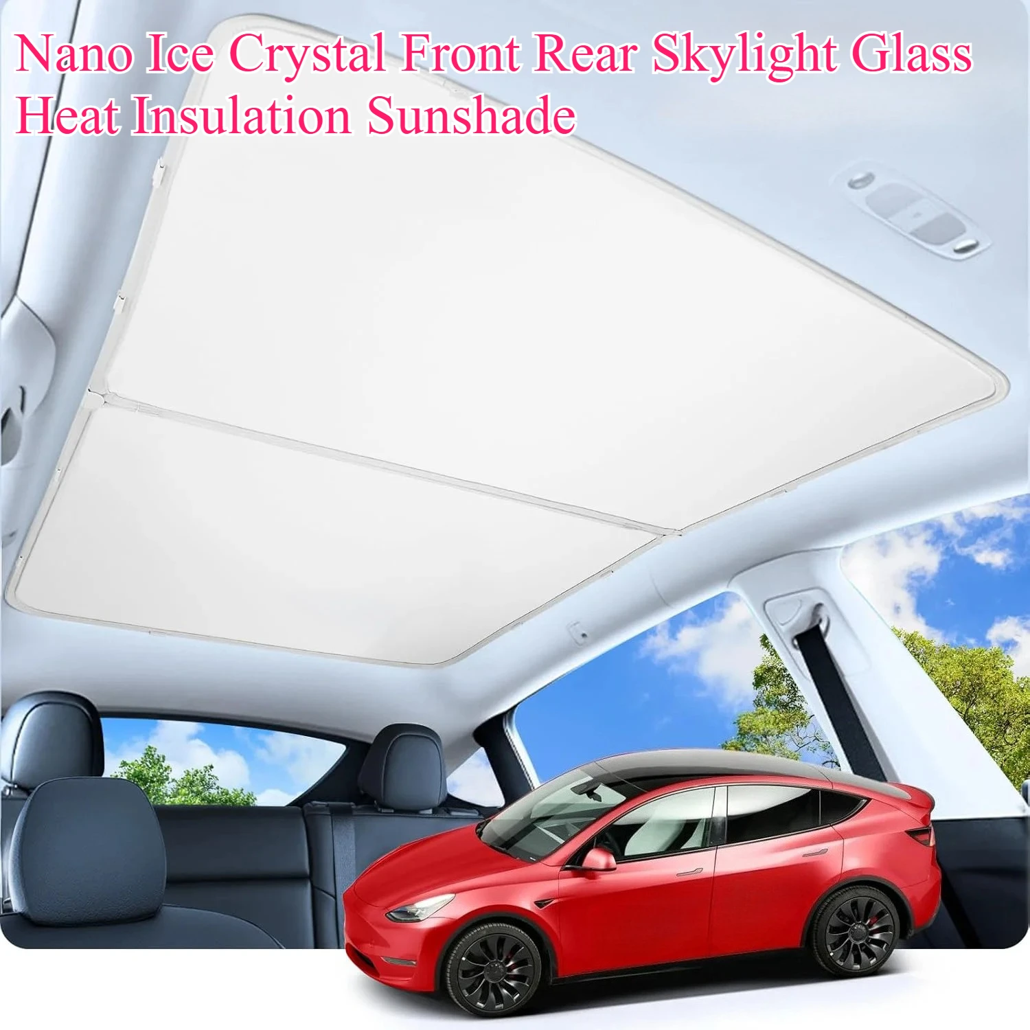 2Pcs For Tesla Model 3 /Y/YJuniper/3 Highland collapsible Upgrade Ice Cloth Shades Roof  Front Rear Sunroof Skylight Sunshade