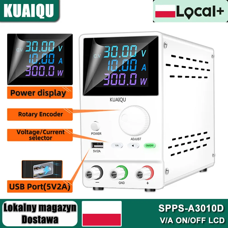 KUAIQU 0-30V 0-10A 0-300W DC Netzteil EIN/AUS LCD Tischspannungsregler USB 5V2A Einstellbare Stromquelle DIY Reparaturwerkzeuge