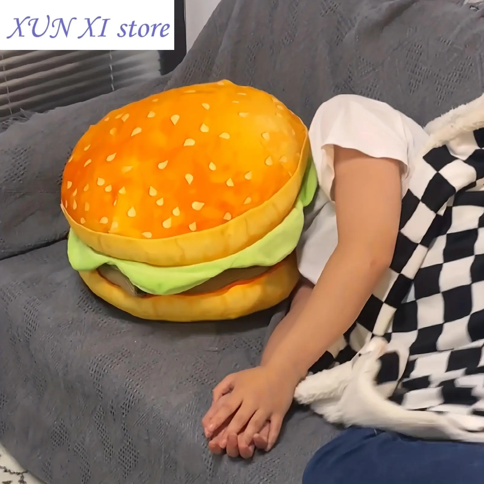 

2023 Realistic Burger Pillow Cushion-Fun Prank Gift Office Chair Pad Cheeseburger Pillow Hamburger Plushie Toys Gift For Kids