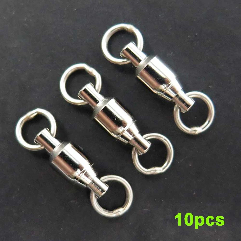 10pcs Super Strong With Double Rings Hooks Fishing Accessories Fishing Connector Ball Bearing Solid Ring Swivel Ring