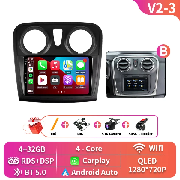 Android 16 Auto Voor Renault Dokker Lodgy Dacia 2012-2020 Radio Multimedia Speler Android Auto Carplay Head Unit navigatie Gps
