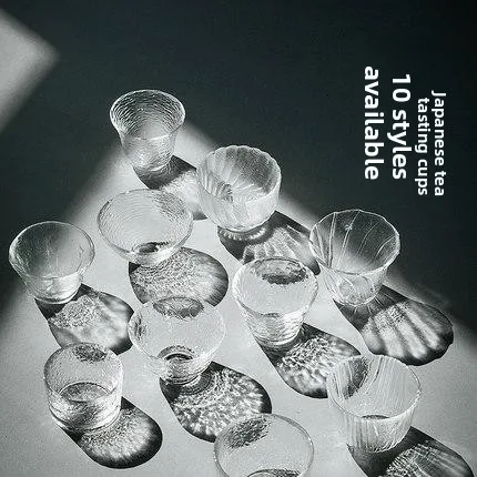 

Thi Handmade Japanese Hammered Glass Tea Cup Gold-Decorated Crystal Transparent Heat-Resistant Small Tea Set for Gongfu Tea