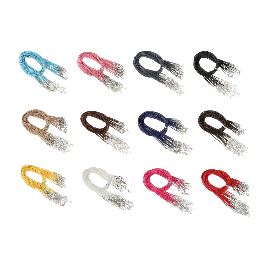 10Pcs/Lot 45-50cm Colorful Adjustable Leather Rope Chain Cord For DIY Pendant Necklace Keychain Clasp Jewelry Crafts Accessories