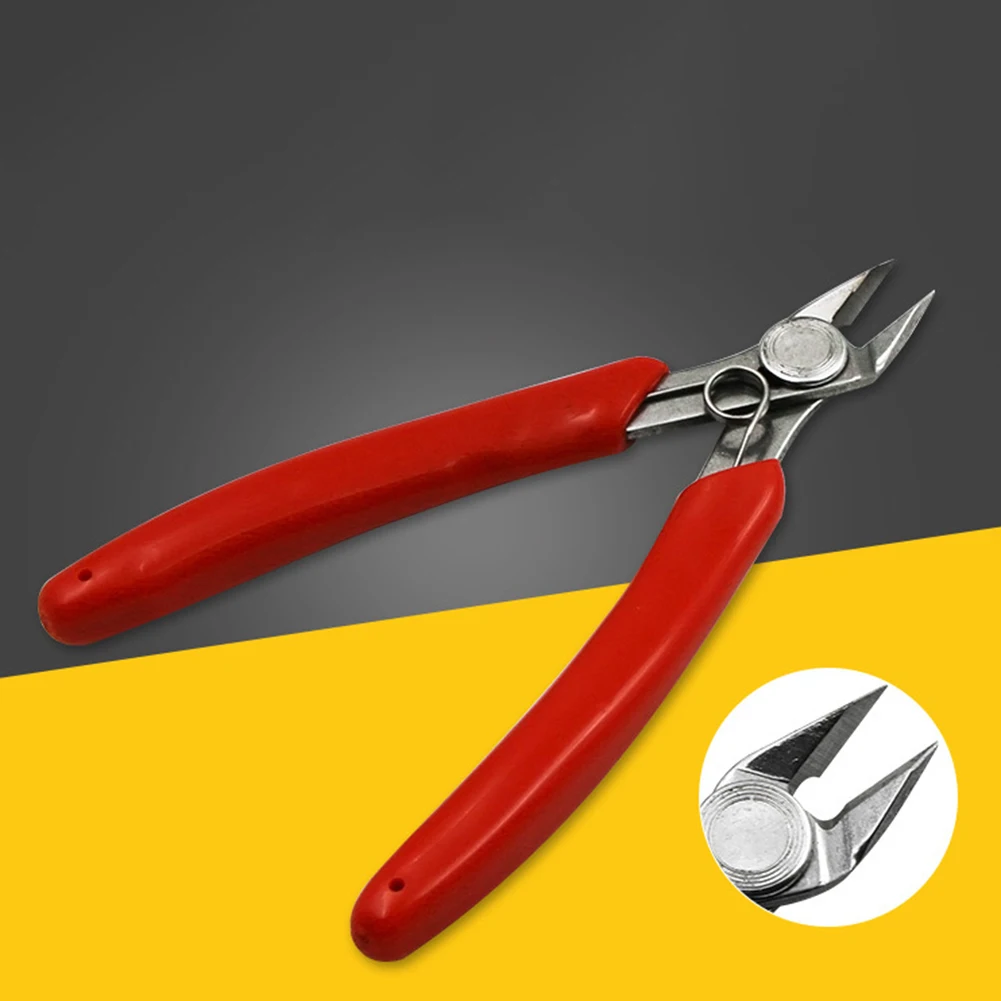 

Hand Tools Jewelry Making Electrical Work Diagonal Cutting Tools Red Handle Pliers Stainless Steel Material Versatile Use