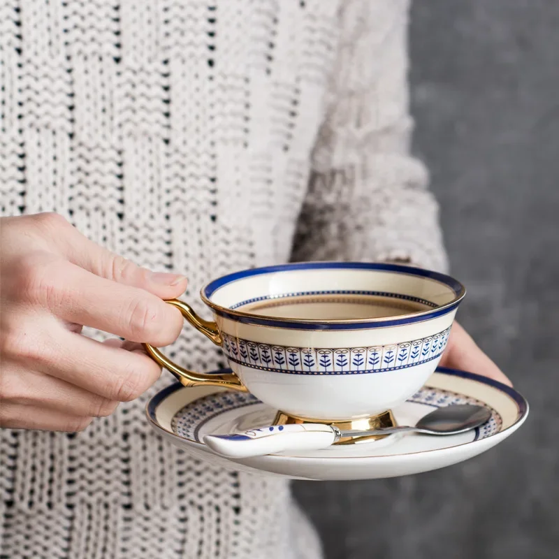 LingAo English Bone China Coffee Cup with Gold Rim, English Tea Cup