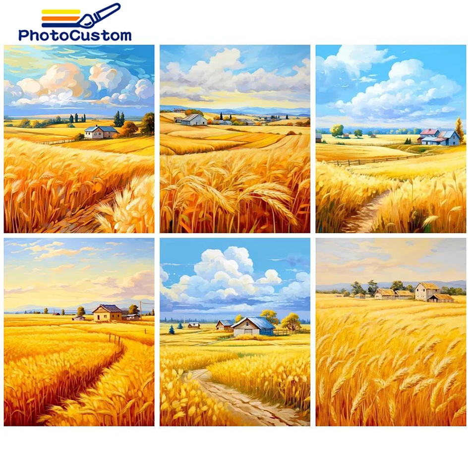 

PhotoCustom 60x75cm Painting By Numbers Landscape Diy Paint By Number On Canvas For Kits & Adults Gift Modern Home Decor Wall Ar