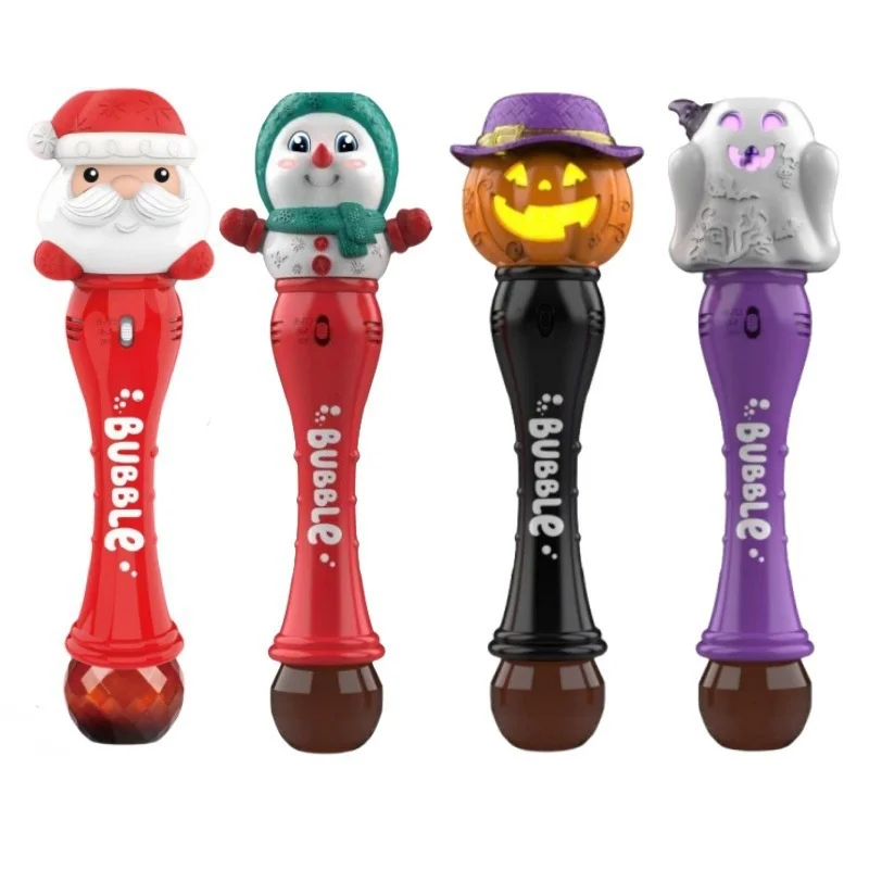 Halloween Volautomatische Lichte Muziek Bubble Gun Pompoen Sneeuwpop Bubbels Stok Machine Party Speelgoed Kinderen Verjaardagen Geschenken