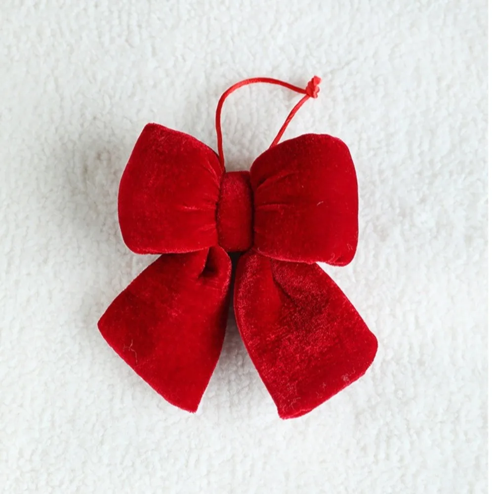 Velvet Fabric Bowknot Pendant Classic Christmas Style Bowknot Shape Christmas Tree Decorations DIY Christmas Bow Ornament