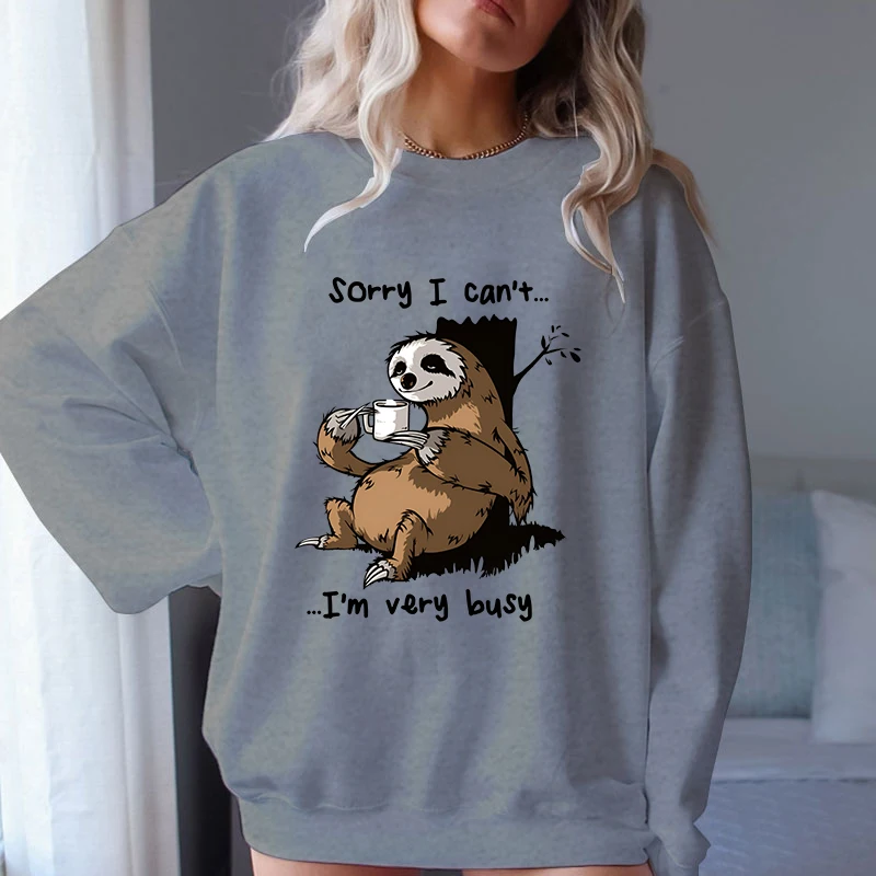 (A+Quality)new Sloth Print sweatshirt Women men Fashion Fleece Oversize Loose Sweatshirt Crewneck Pullover Female long sleeve