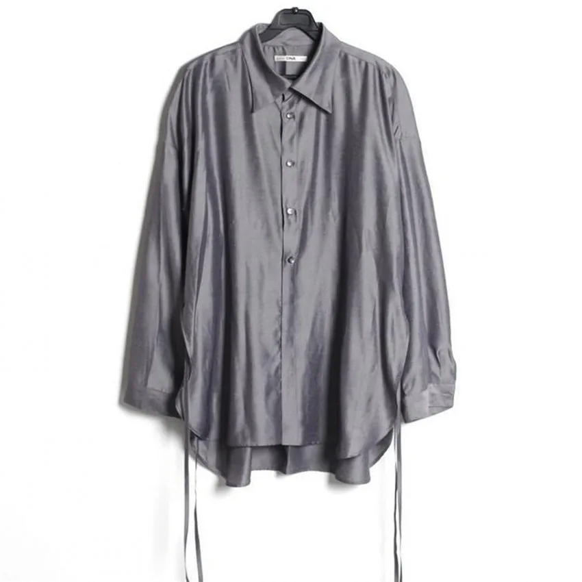 

Korean Fashion New Drape Shirts For Men's Glaze Solid Color Long Sleeve Loose Casual Comfortable Male Single Breasted Shirt Tops