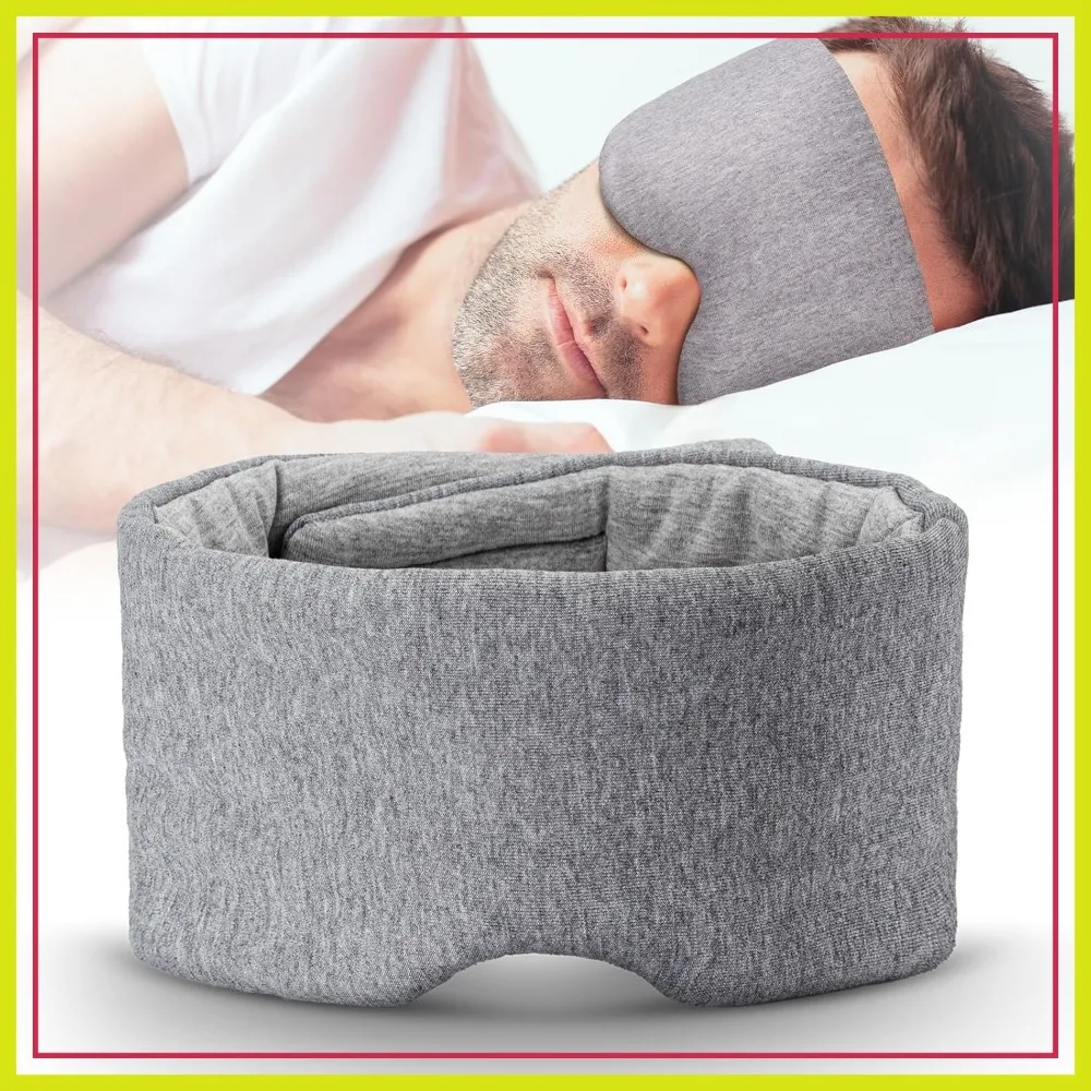 

100% Blocking Light Sleep Mask, Soft Zero Pressure Cooling Eye Cover for Side Sleeper, Adjustable for All Heads